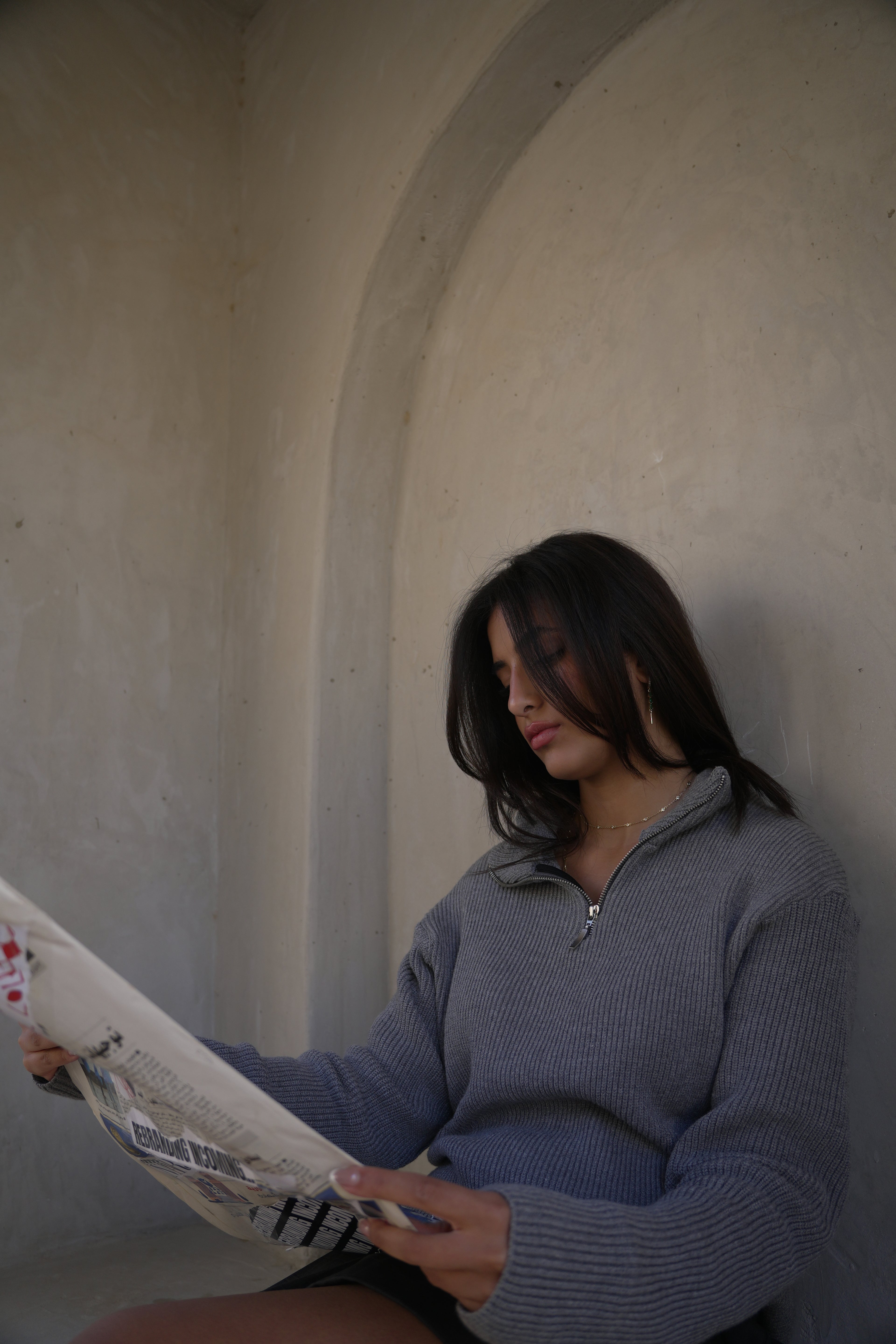 Grey Knit Quarter Zip