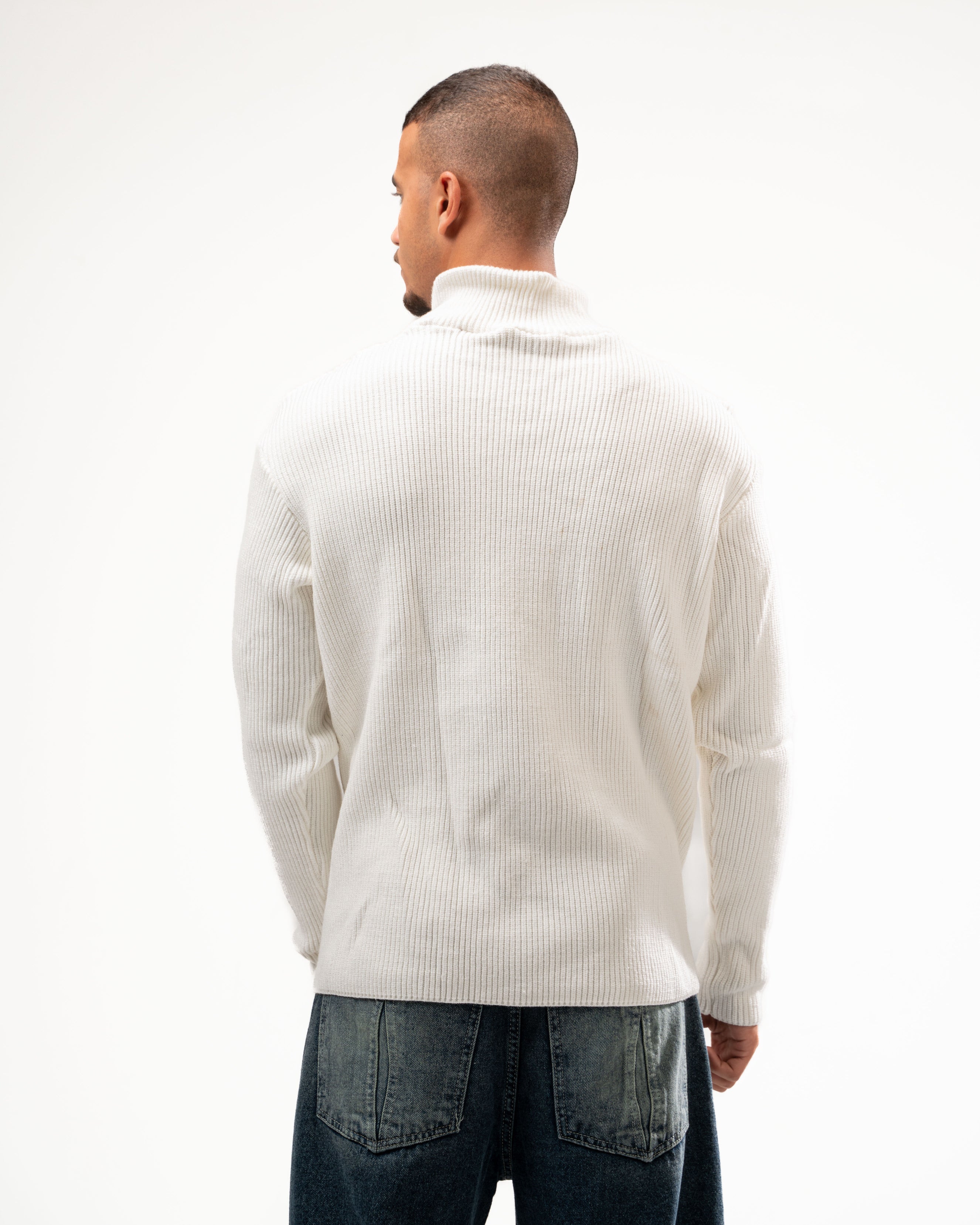 Off white Knit Quarter Zip