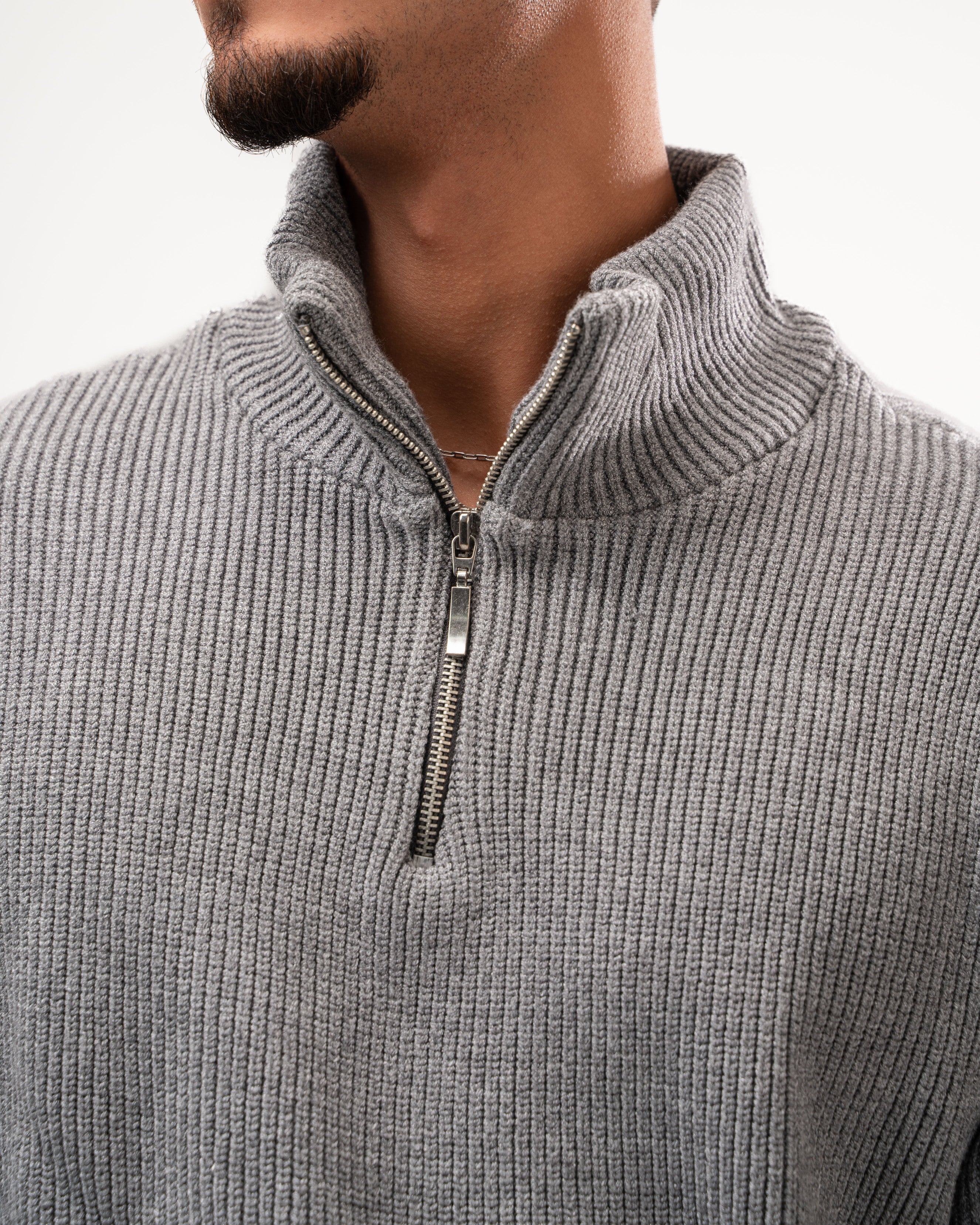 Grey Knit Quarter Zip