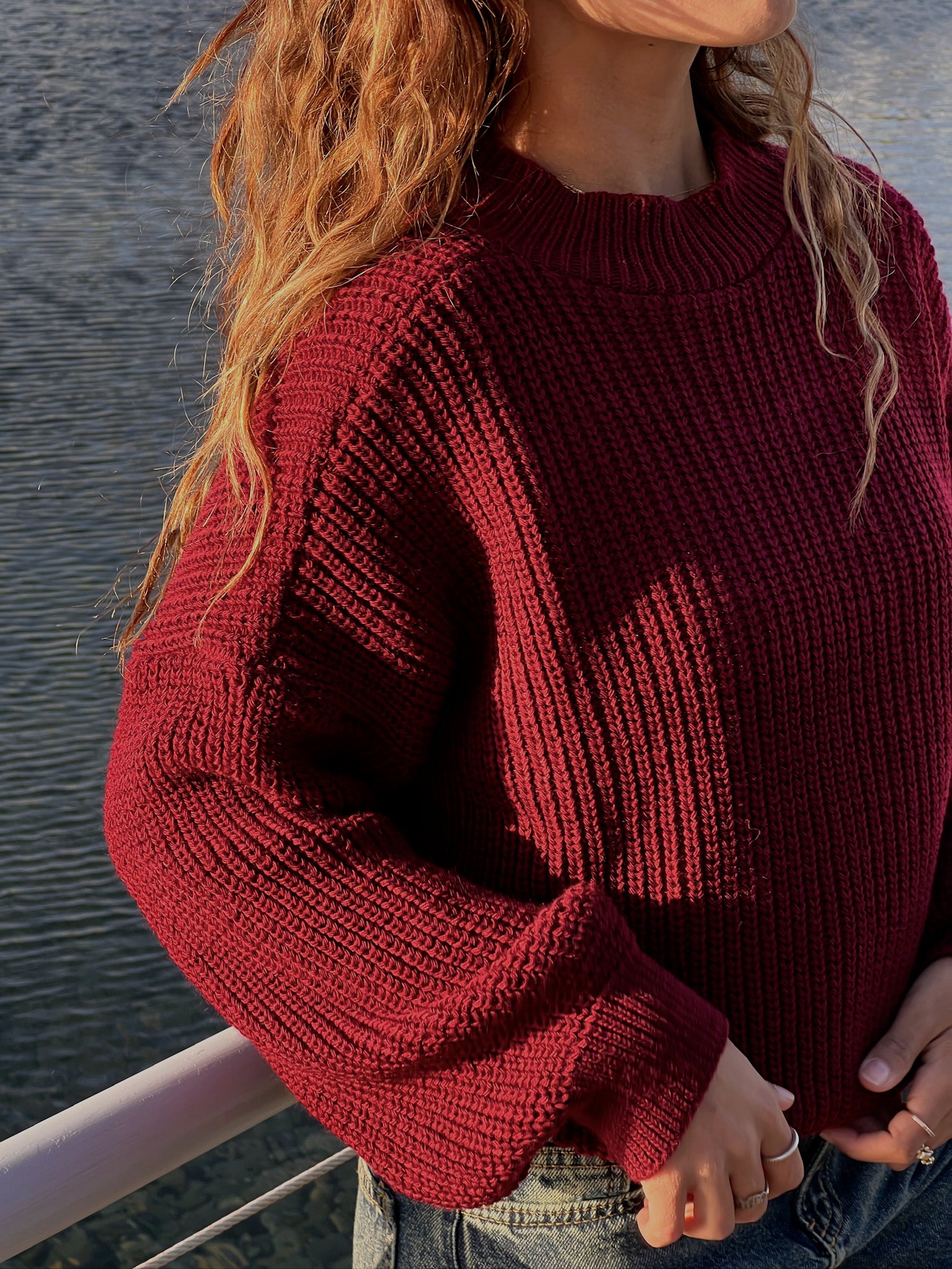 Burgundy knit sweater