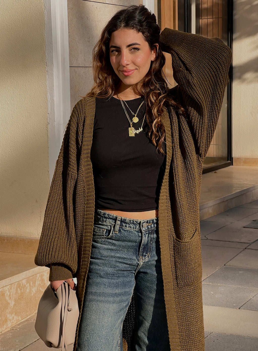 Olive Long Cardigan