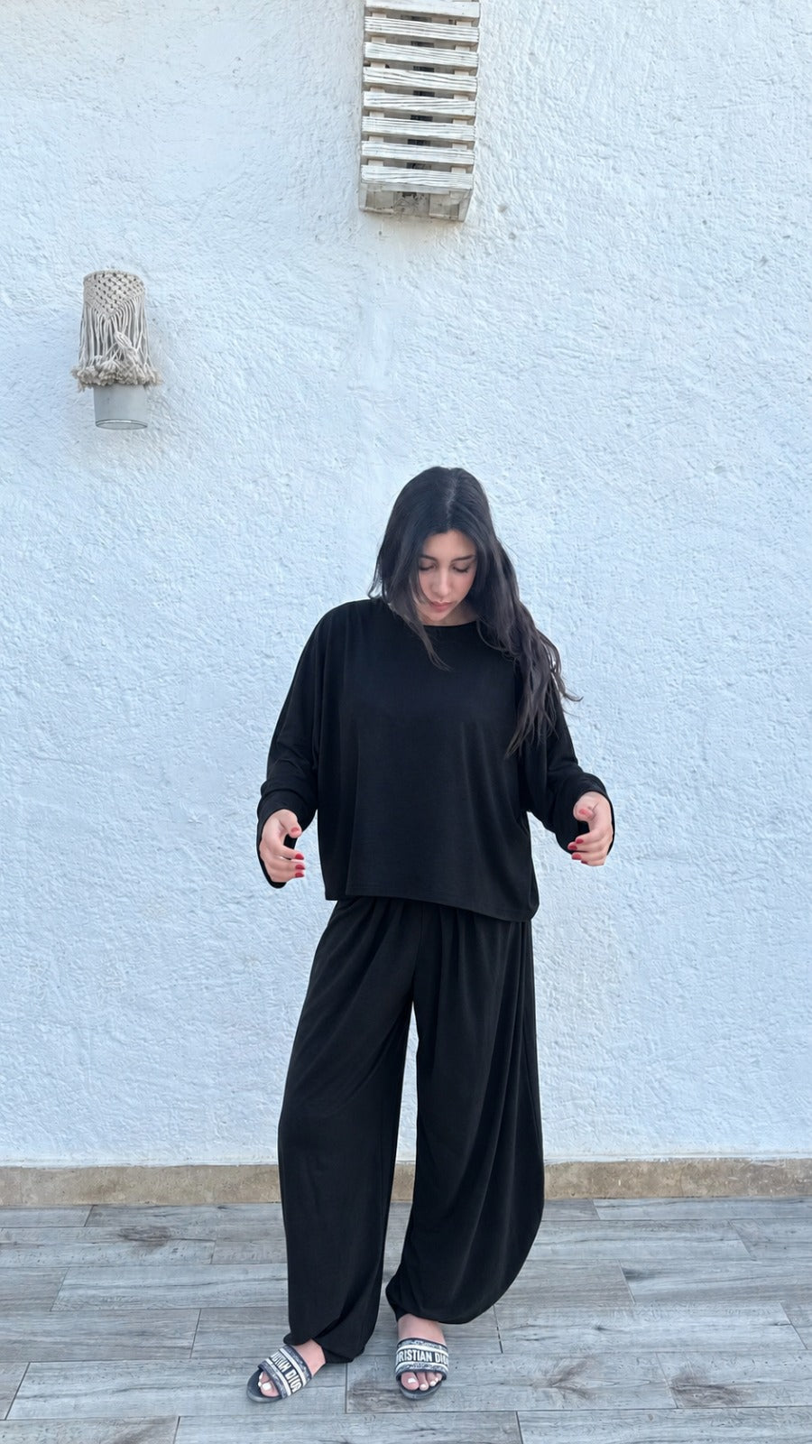 The Black Tally Cotton Set (Long Sleeve)