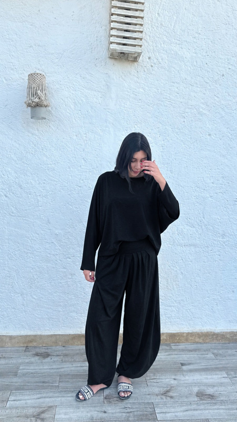 The Black Tally Cotton Set (Long Sleeve)