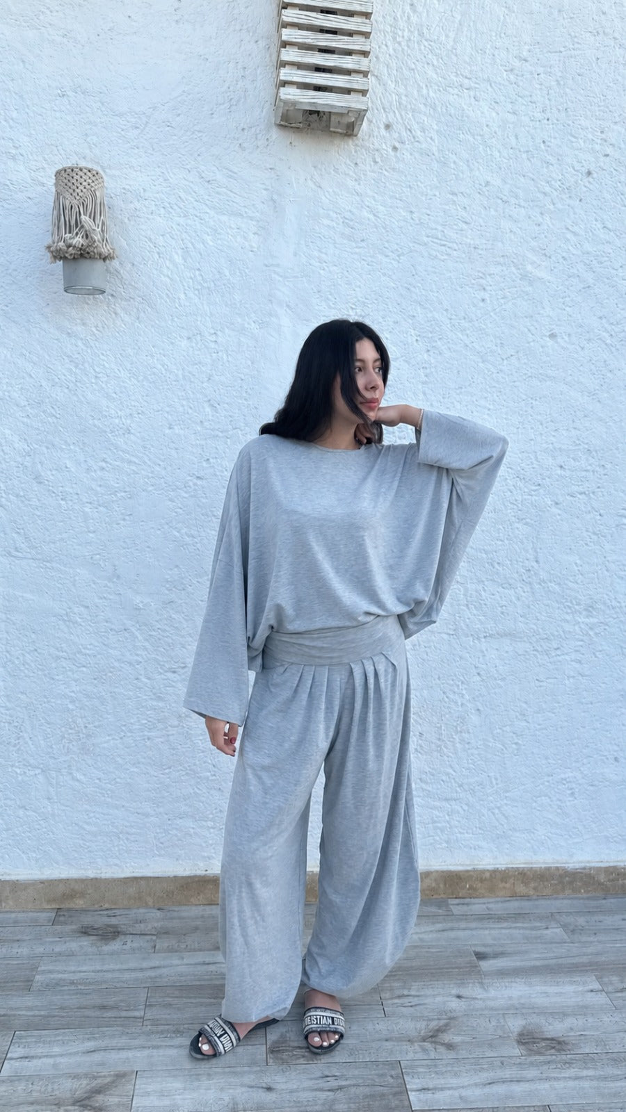 The Grey Tally Cotton Set (Long Sleeve)