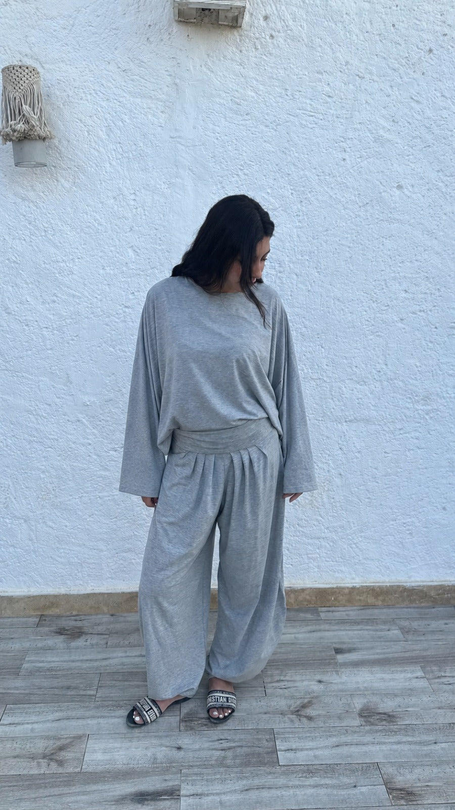 The Grey Tally Cotton Set (Long Sleeve)