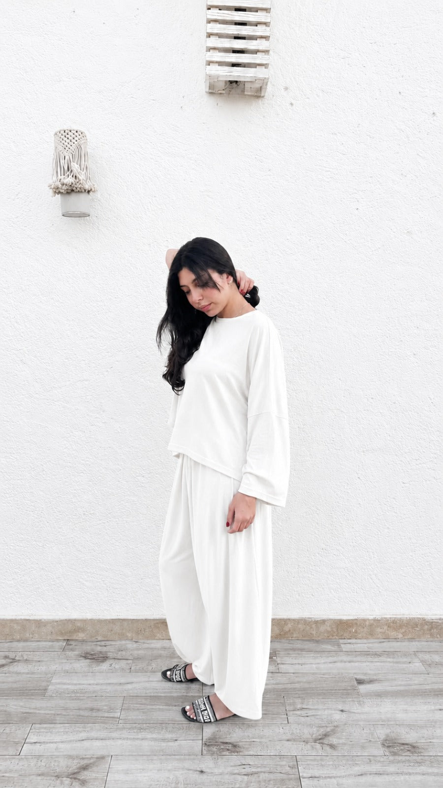 The White Tally Cotton Set (Long Sleeve)