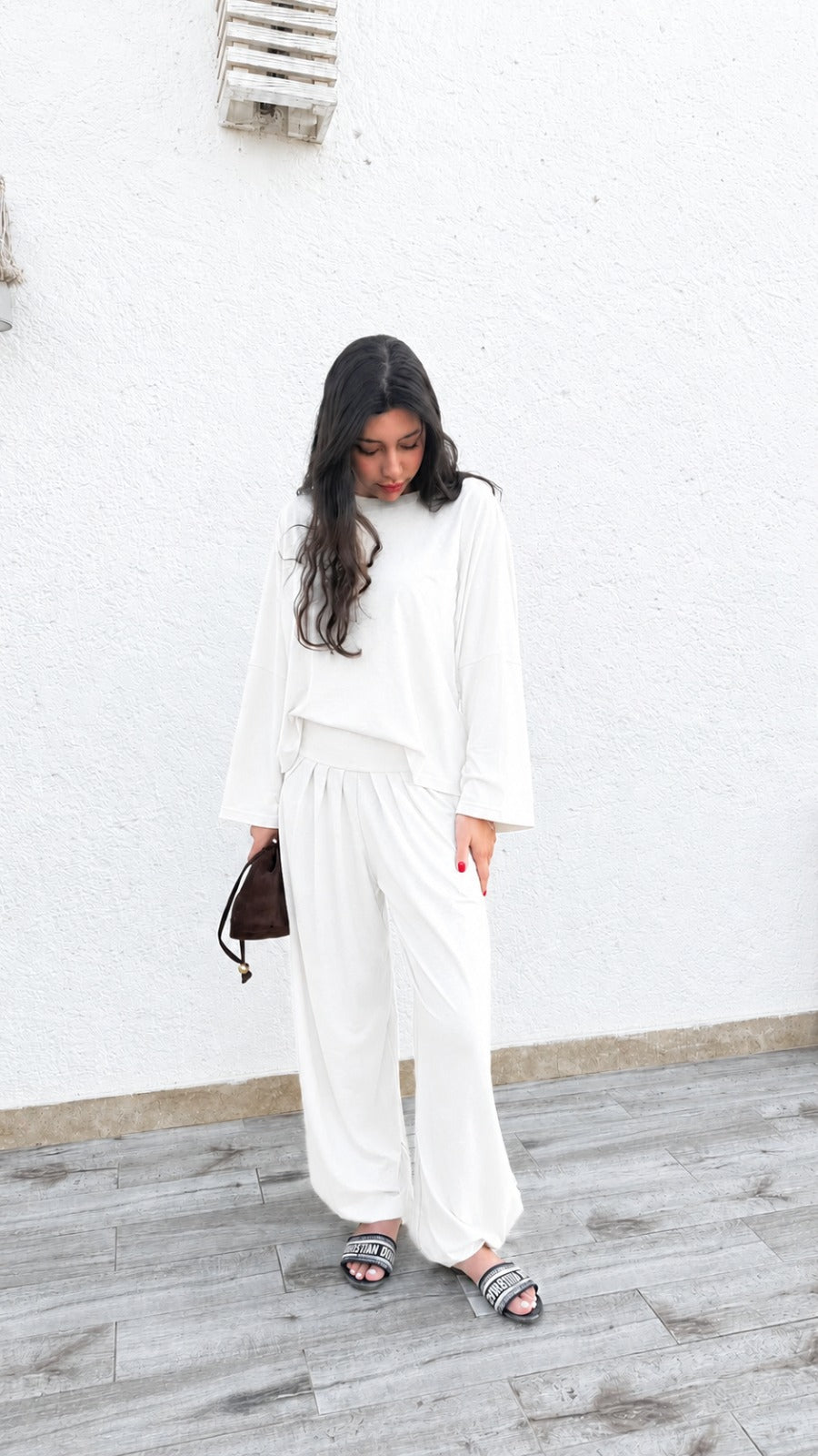 The White Tally Cotton Set (Long Sleeve)