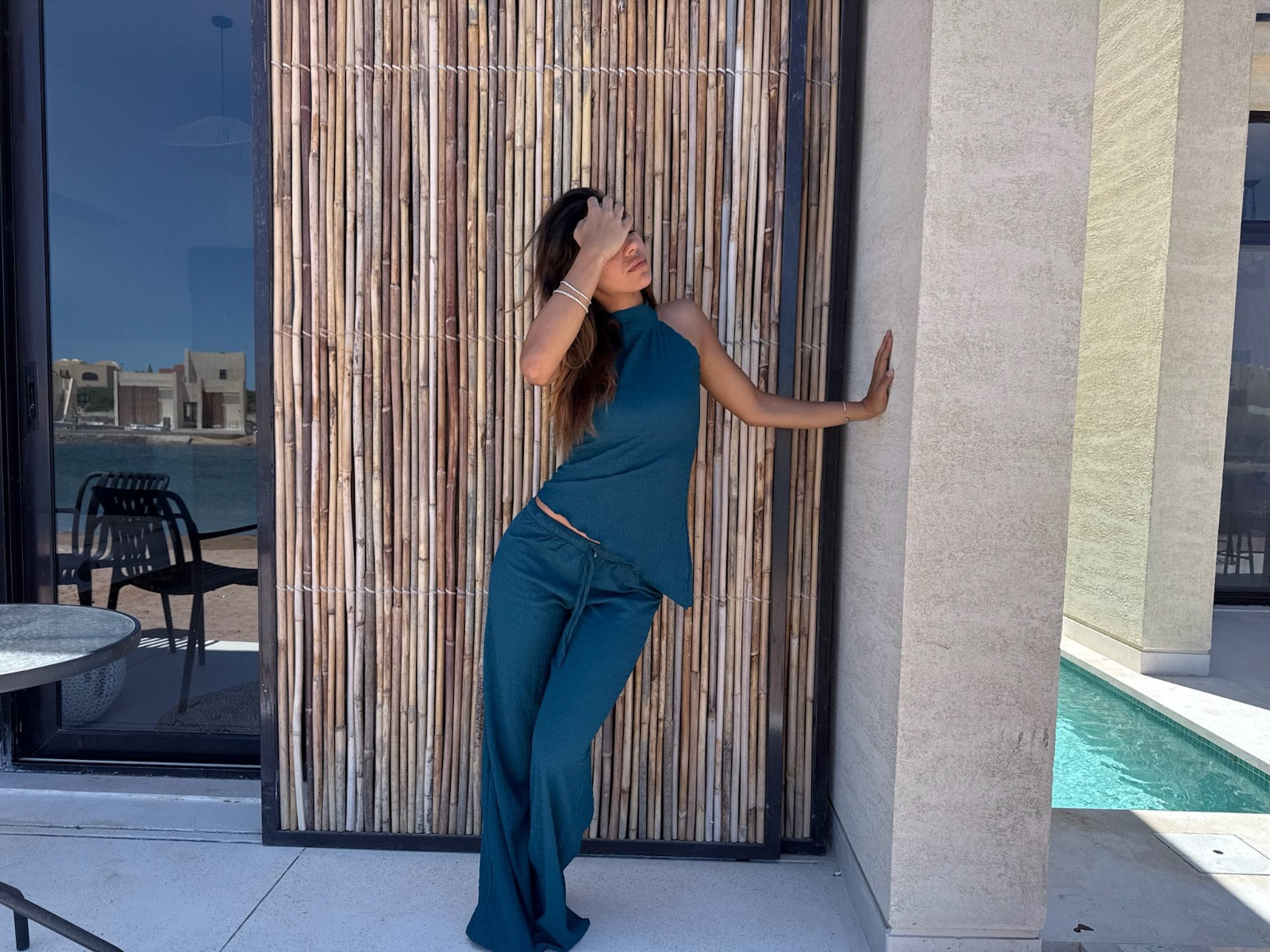 Teal Halter Neck Top