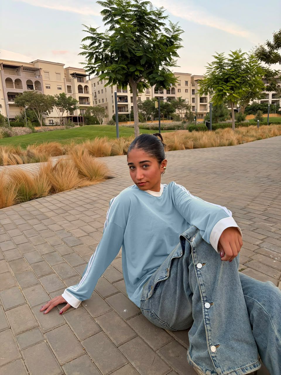 The Baby Blue Double Stripe Tee