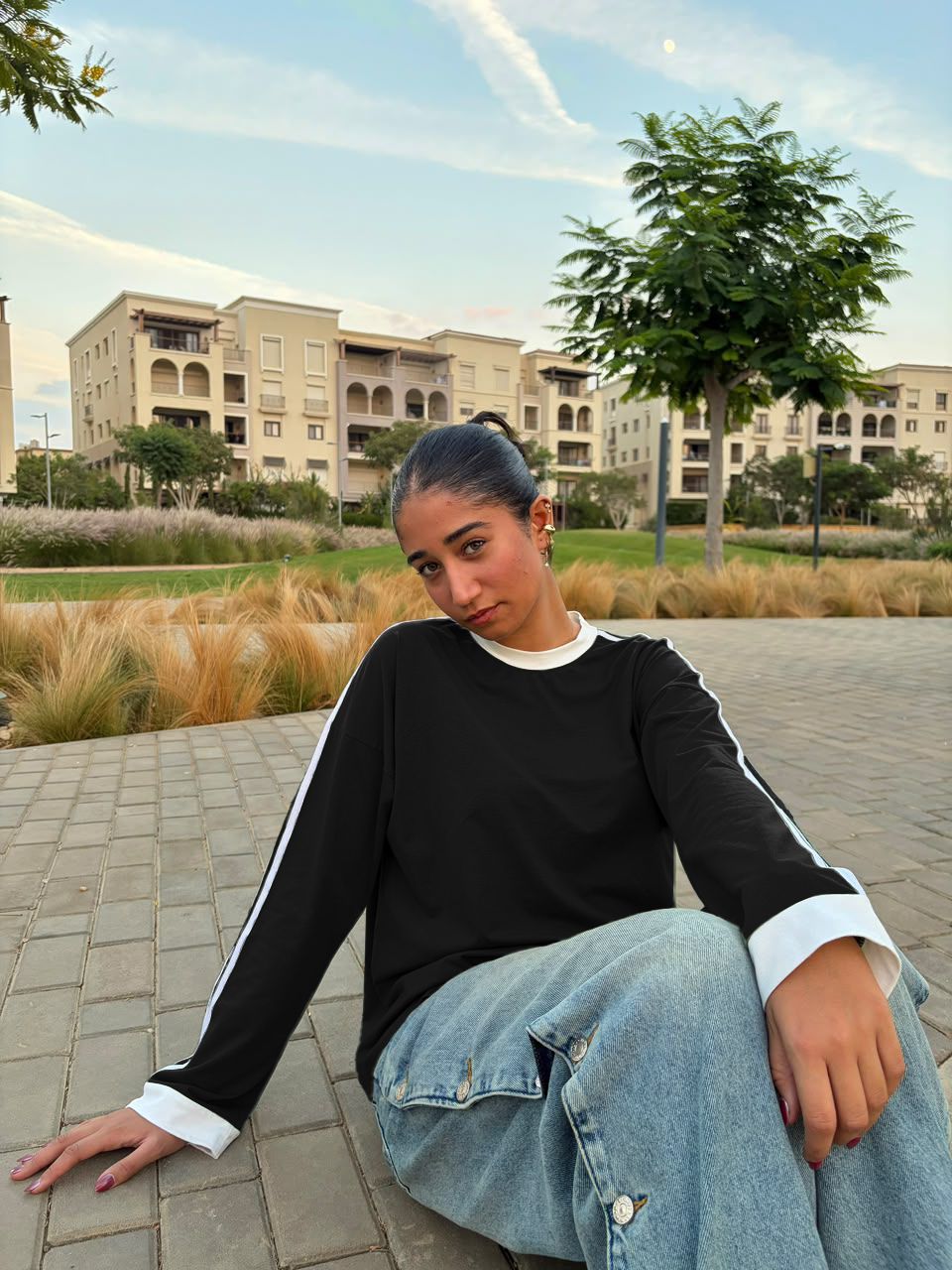 The Black Double Stripe Tee