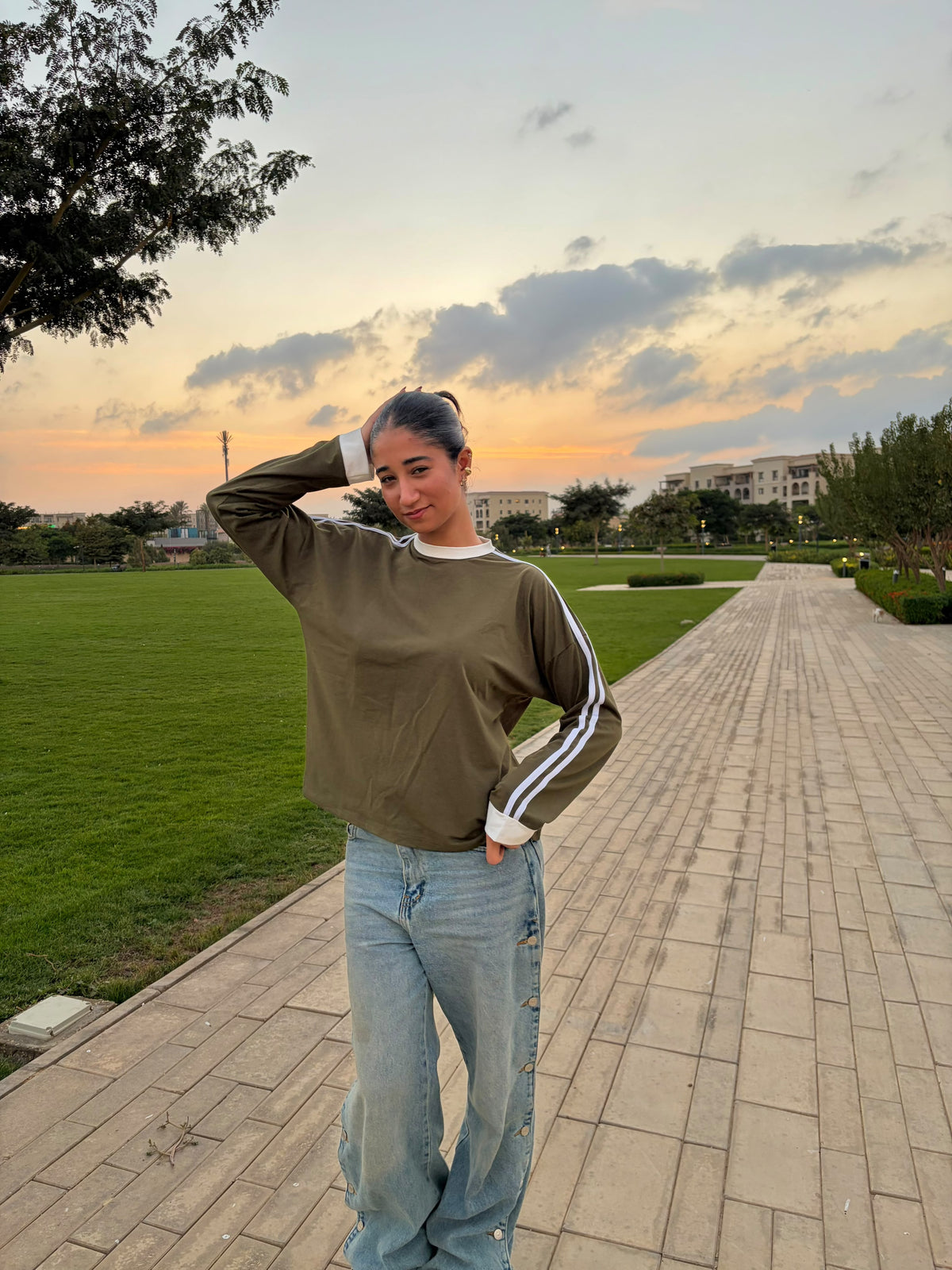 The Olive Double Stripe Tee