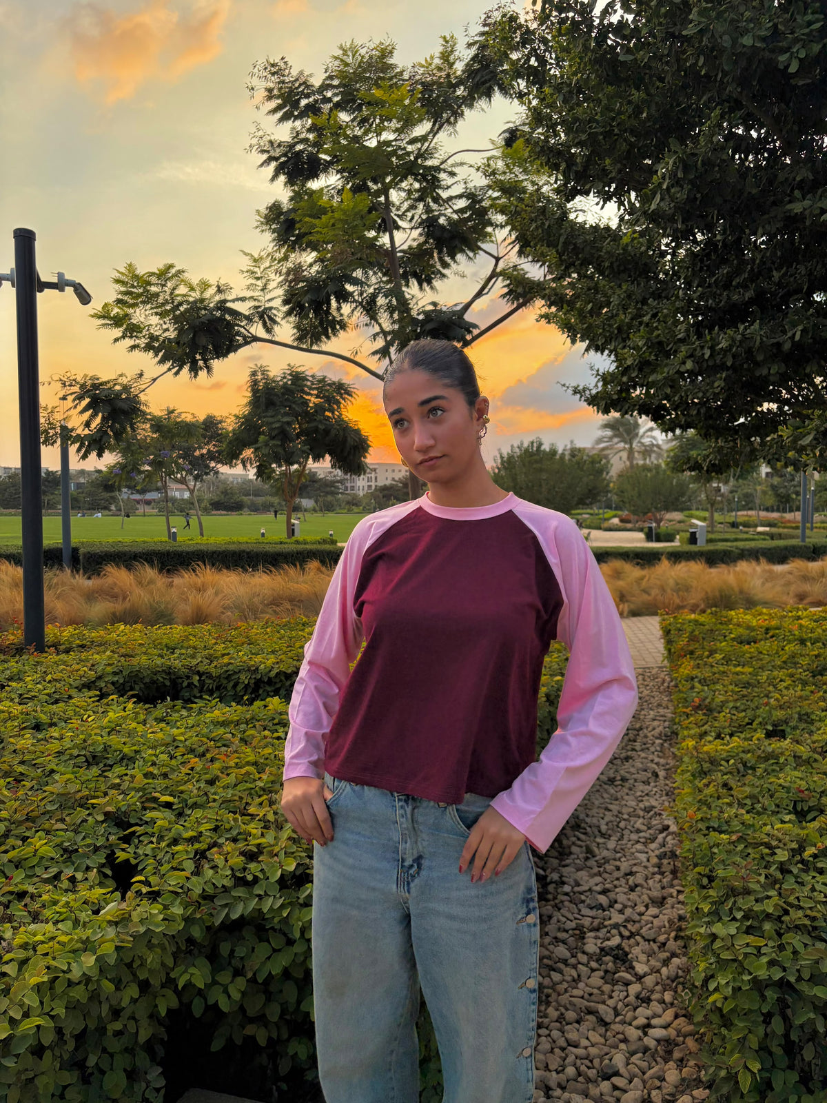 The Pink × Burgundy Contrast Tee