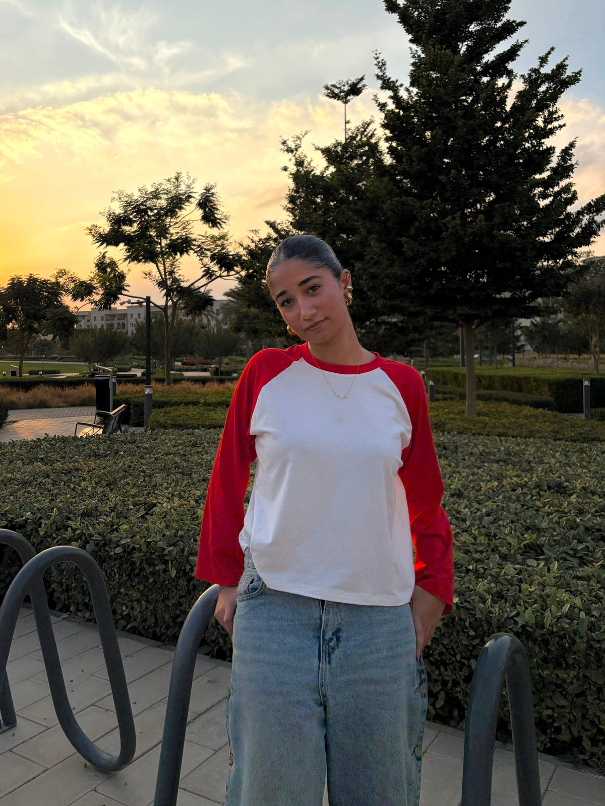 The Red × White Contrast Tee