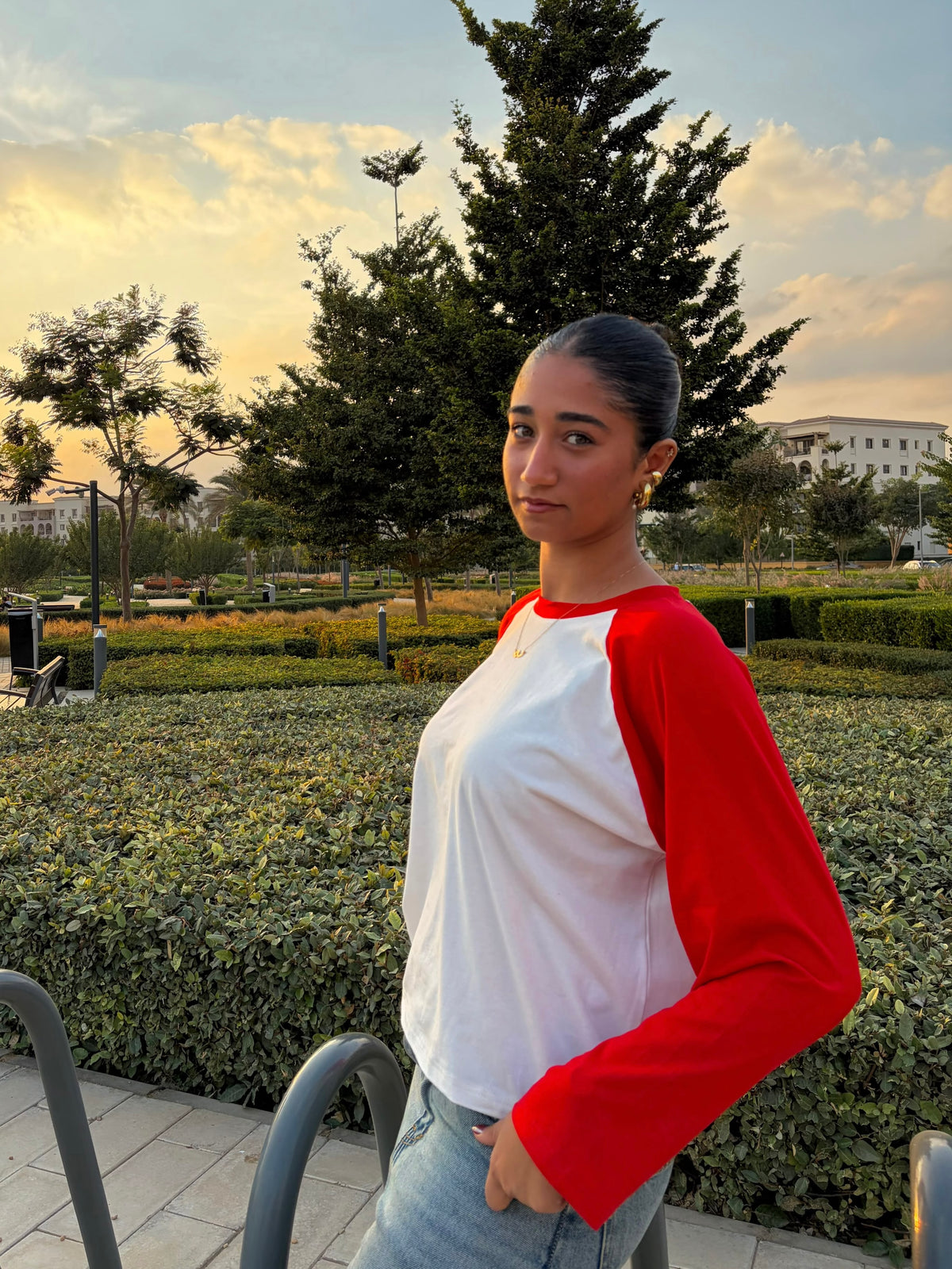 The Red × White Contrast Tee