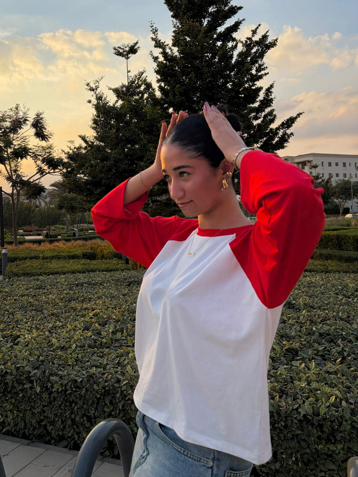The Red × White Contrast Tee